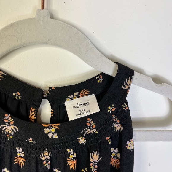Aritzia Wilfred XXS Black Floral Halter Mini Dress Fairycore Coquette Chic Aline - Picture 8 of 10